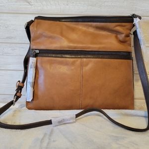 Ili Genuine Leather Coffee & Walnut Zip Purse
